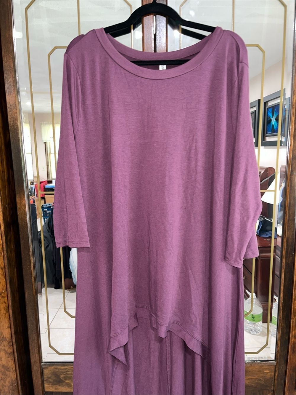 Zenana Outfitters Dusty Mauve Crewneck Tunic Top - Picture 3 of 7